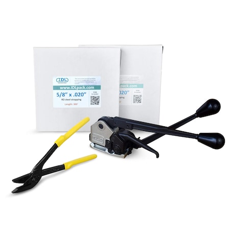 Idl Packaging 5/8" Steel Strapping Kit, 600 Ft. Sealless Combination Tool U.SSK.58.600